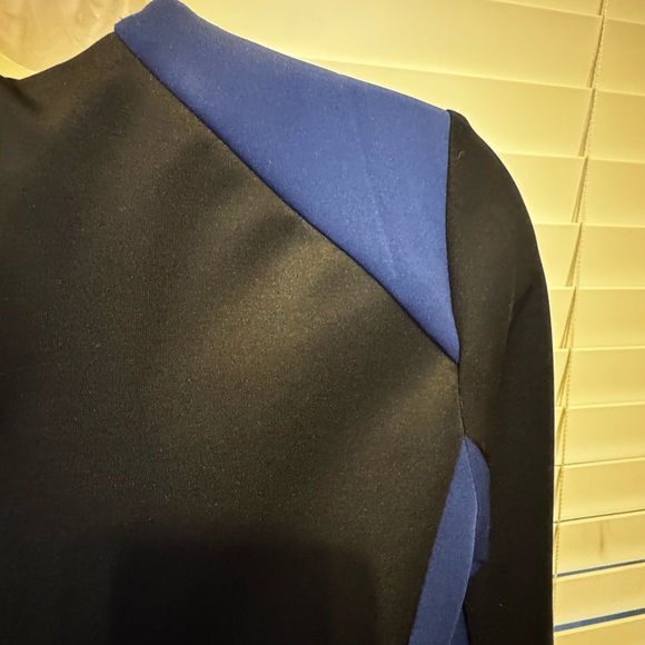 ETC Women Colorblock Bodycon Dress Size S Long Sleeve Black & Blue - Picture 7 of 14